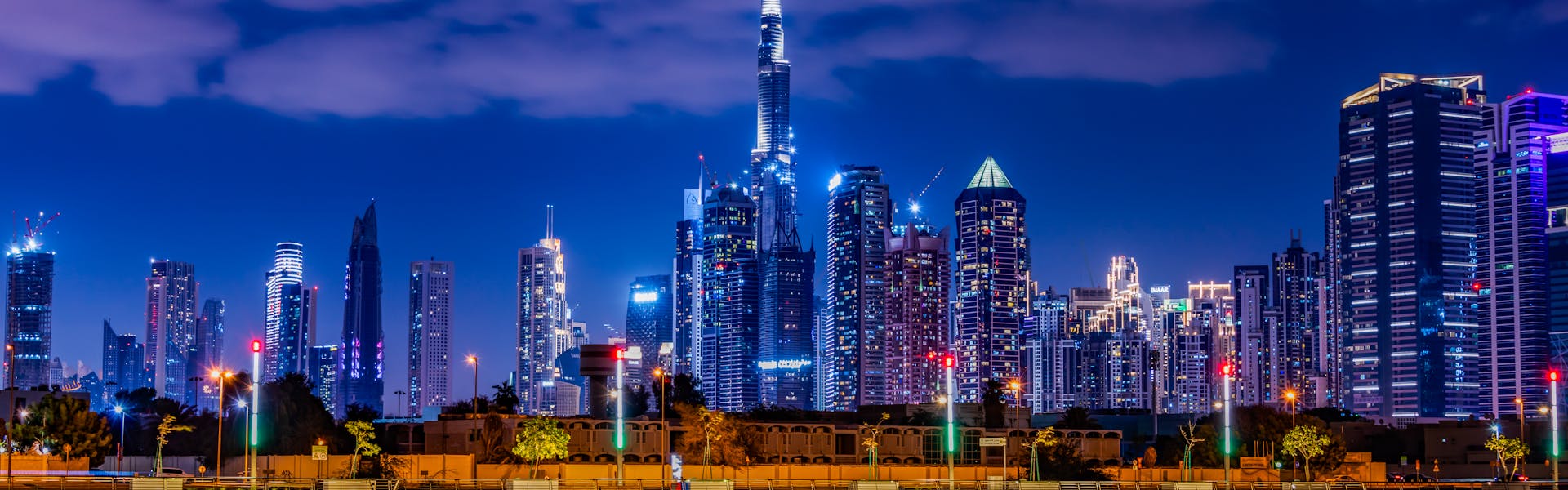 Dubai skyline at night - Reypub Digital Marketing Agency serving businesses across Dubai and UAE